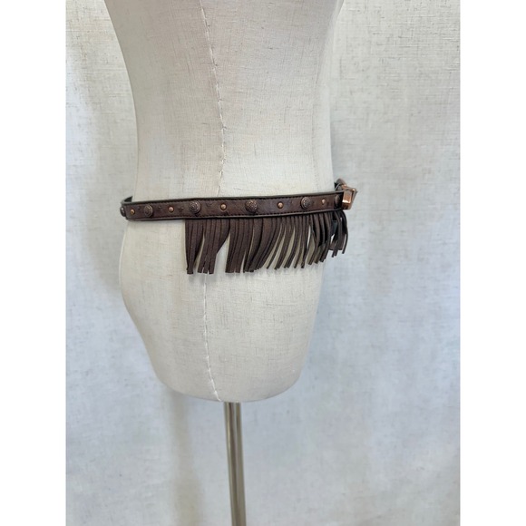 Silver Strike Brown Leather Fringe Belt‎ Western Studded Boot Bracelet NWT main image 9
